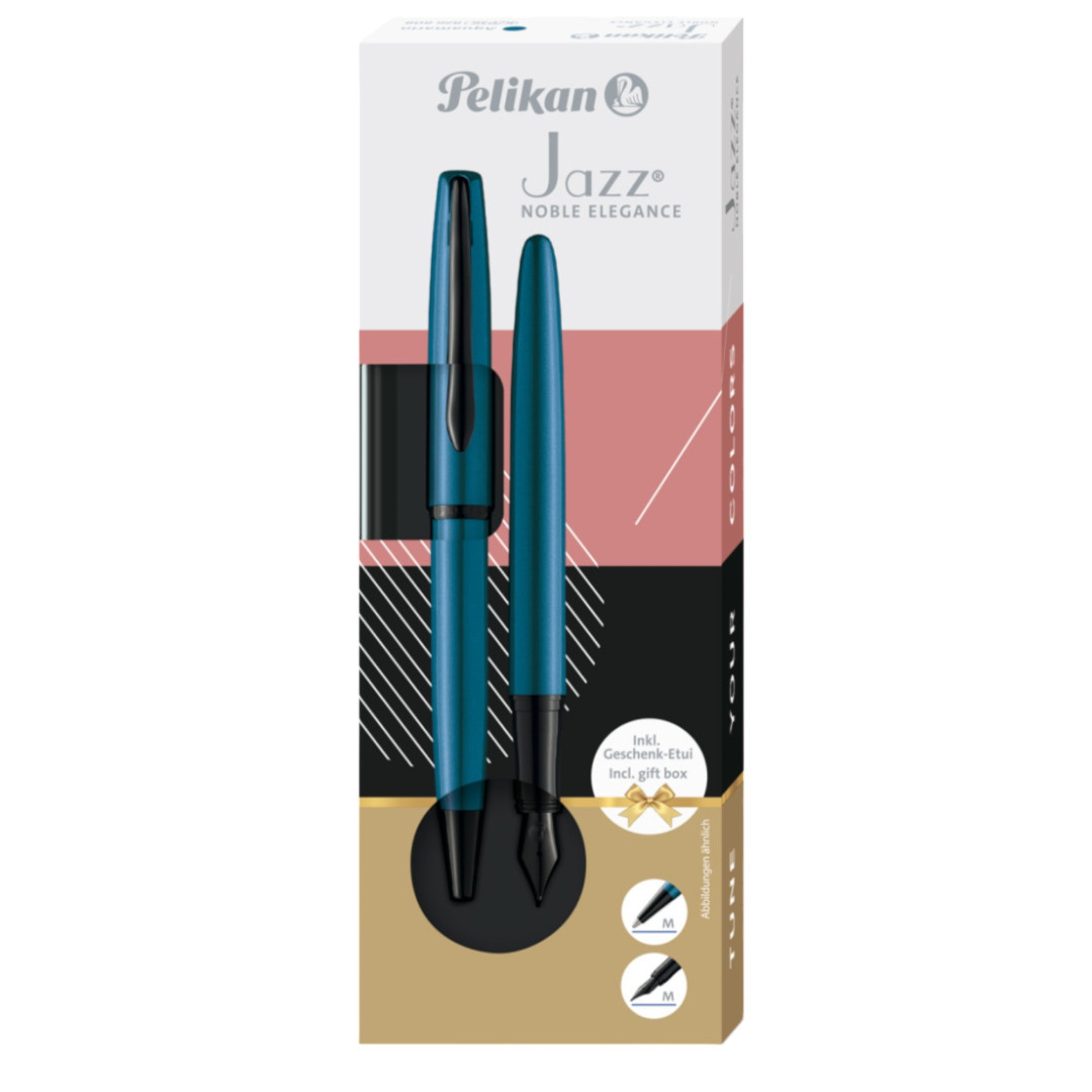 Pióro + długopis JAZZ Noble Elegance Aqua etui  Pelikan / 400198413 Hamelin
